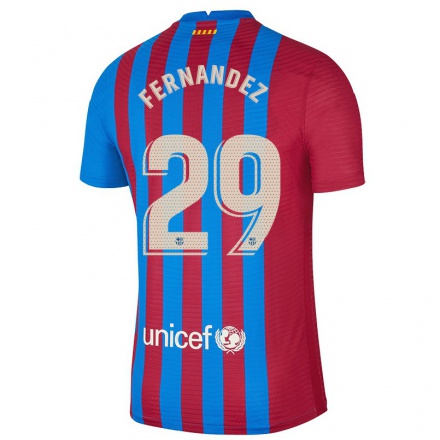 Mujer Fútbol Camiseta Gerard Fernandez #29 Granate Azul 1ª Equipación 2021/22 La Camisa Chile
