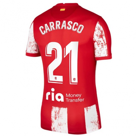 Mujer Fútbol Camiseta Yannick Carrasco #21 Rojo Blanco 1ª Equipación 2021/22 La Camisa Chile