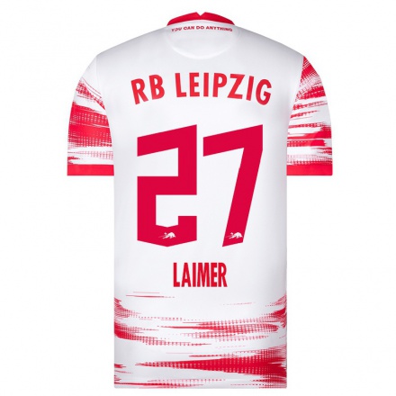 Mujer Fútbol Camiseta Konrad Laimer #27 Rojo Blanco 1ª Equipación 2021/22 La Camisa Chile
