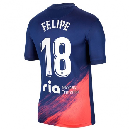 Mujer Fútbol Camiseta Felipe #18 Azul Oscuro Naranja 2ª Equipación 2021/22 La Camisa Chile