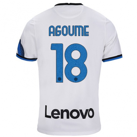Mujer Fútbol Camiseta Lucien Agoume #18 Blanco Azul 2ª Equipación 2021/22 La Camisa Chile