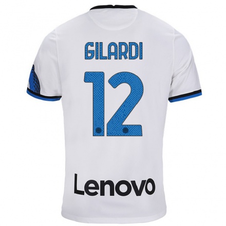 Mujer Fútbol Camiseta Astrid Gilardi #12 Blanco Azul 2ª Equipación 2021/22 La Camisa Chile