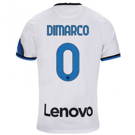Mujer Fútbol Camiseta Christian Dimarco #0 Blanco Azul 2ª Equipación 2021/22 La Camisa Chile