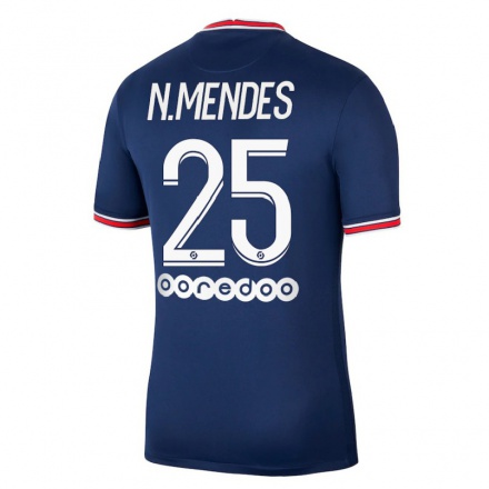 Mujer Fútbol Camiseta Nuno Mendes #25 Azul Granate 1ª Equipación 2021/22 La Camisa Chile