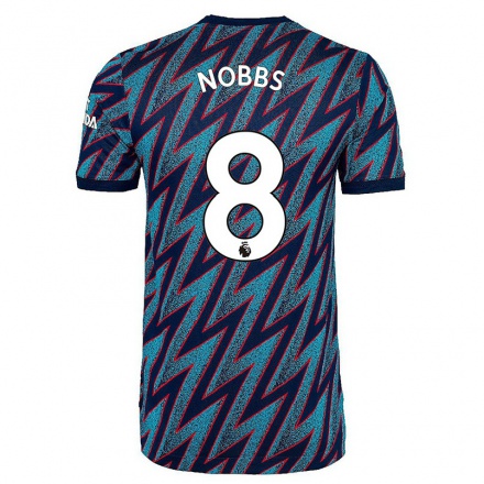 Mujer Fútbol Camiseta Jordan Nobbs #8 Azul Negro 3ª Equipación 2021/22 La Camisa Chile