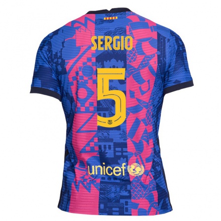Mujer Fútbol Camiseta Sergio Busquets #5 Rosa Azul 3ª Equipación 2021/22 La Camisa Chile