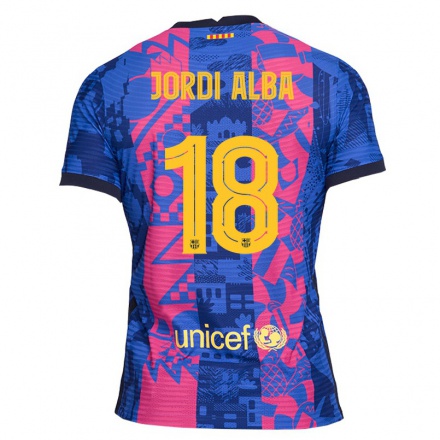 Mujer Fútbol Camiseta Jordi Alba #18 Rosa Azul 3ª Equipación 2021/22 La Camisa Chile