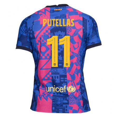 Mujer Fútbol Camiseta Alexia Putellas #11 Rosa Azul 3ª Equipación 2021/22 La Camisa Chile