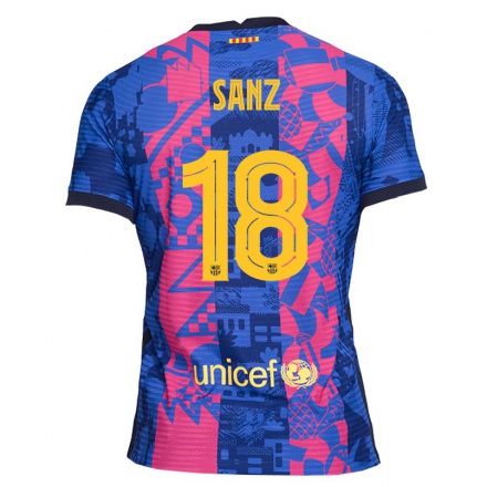 Mujer Fútbol Camiseta Alvaro Sanz #18 Rosa Azul 3ª Equipación 2021/22 La Camisa Chile